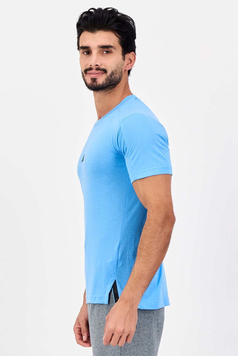 Adidas Men Sportswear Fit Short Sleeve Yoga T-Shirt, Blue - Image 4
